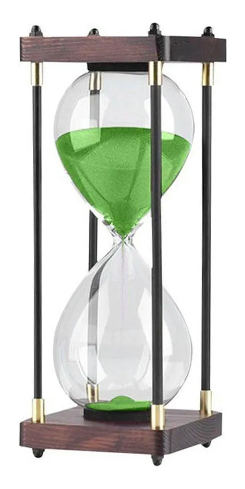 Reloj De Arena De Vidrio Con Marco De Madera, 60 Minutos.