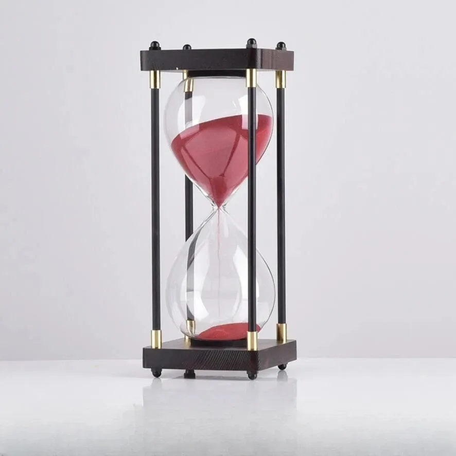Reloj De Arena De Vidrio Con Marco De Madera, 60 Minutos. - Imagen 4