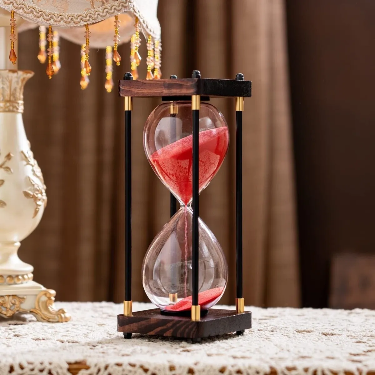 Reloj De Arena De Vidrio Con Marco De Madera, 60 Minutos. - Imagen 5