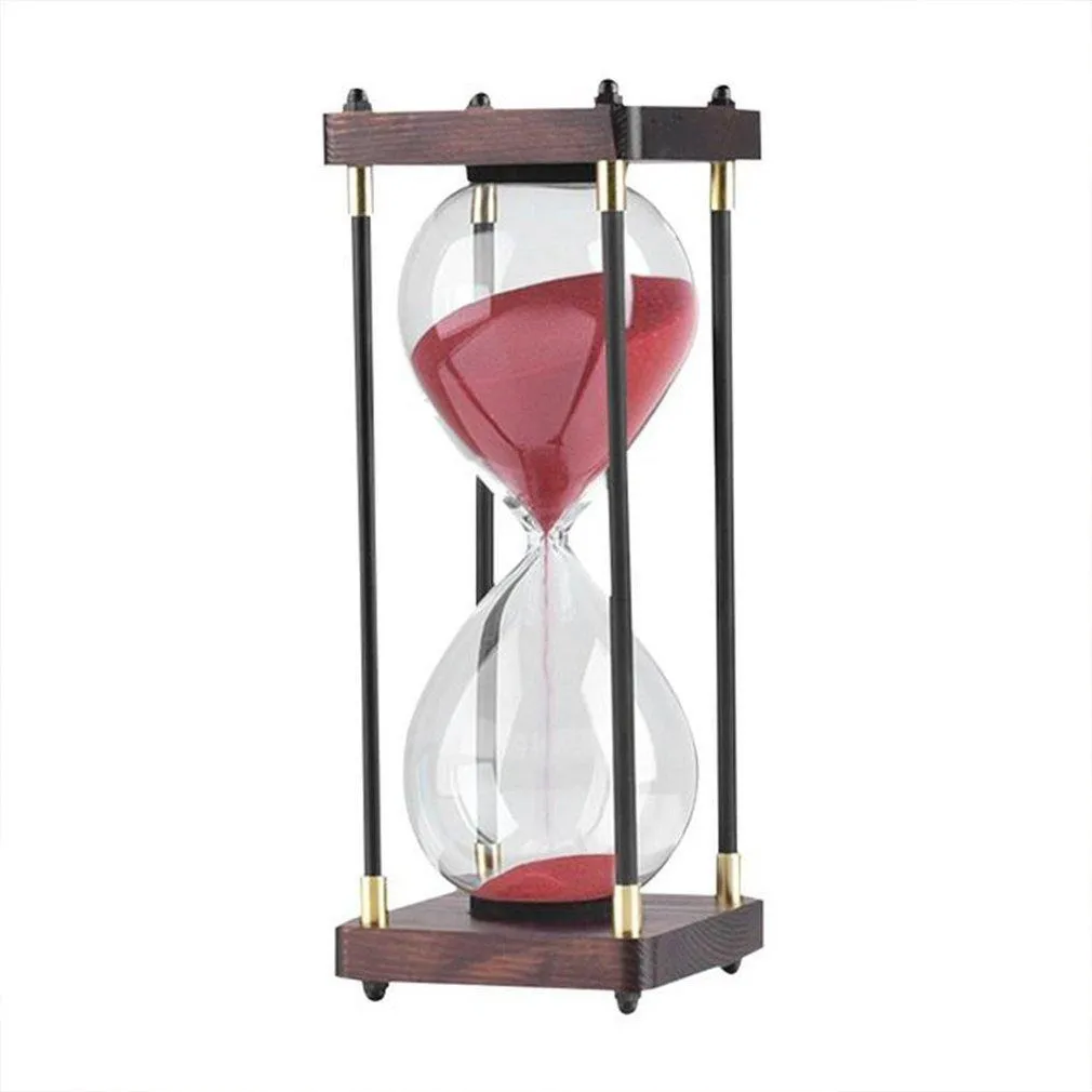 Reloj De Arena De Vidrio Con Marco De Madera, 60 Minutos. - Imagen 2