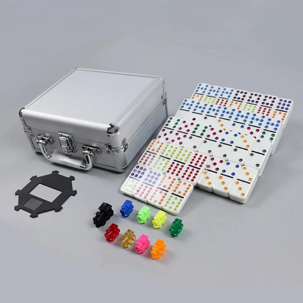 Juego De Dominó Mexicano Con Caja De Aluminio Tren Cardinal - Imagen 6