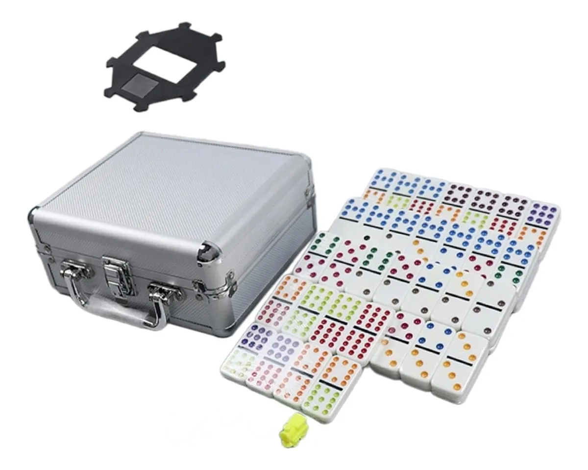 Juego De Dominó Mexicano Con Caja De Aluminio Tren Cardinal - Imagen 3