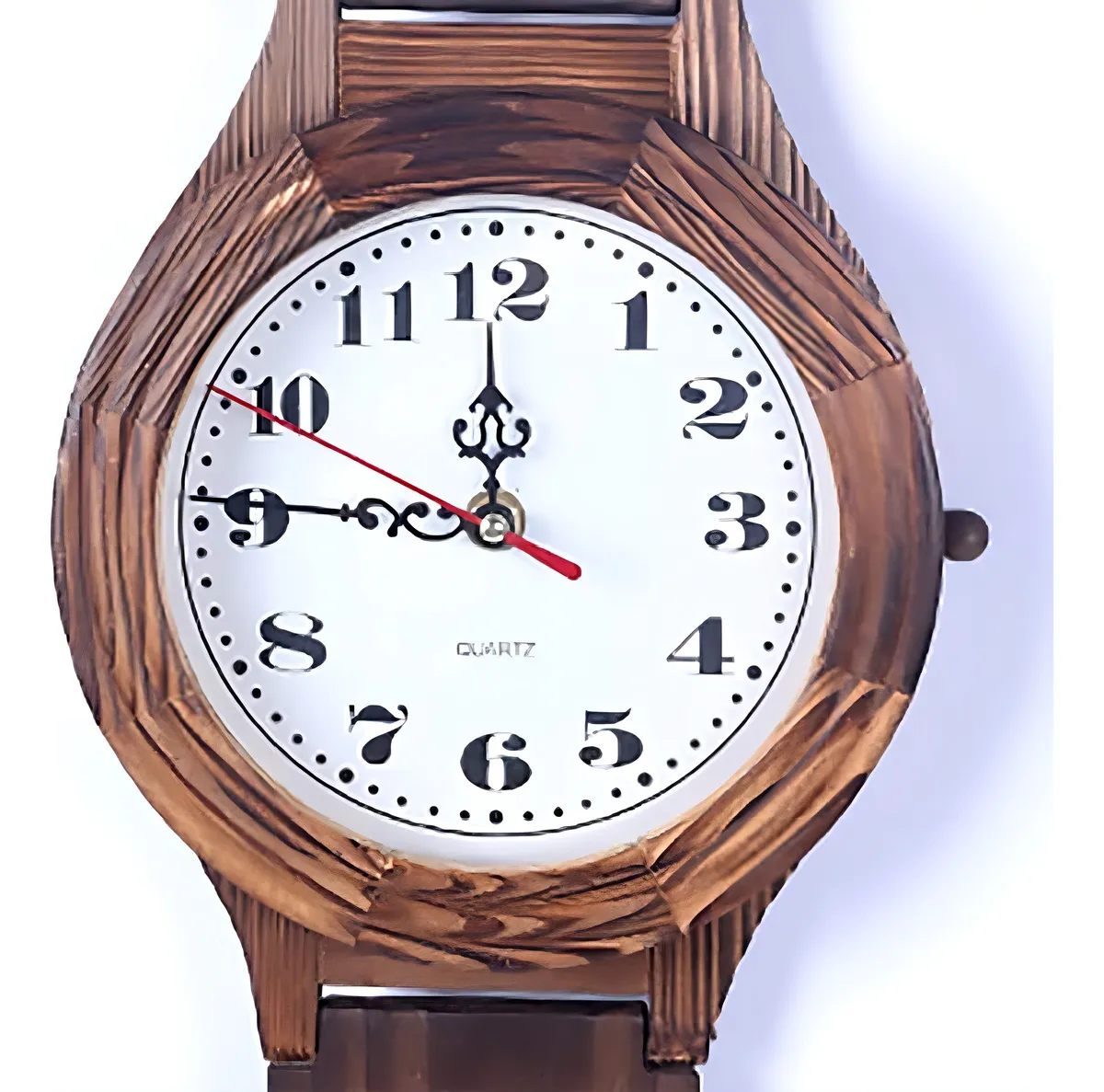 Reloj Madera Diseño Pulsera Vintage De Pared 66 Cm Estructura Café Fondo Blanco - Imagen 4